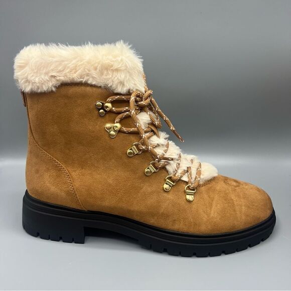 J. Crew Faux Fir Tan Winter Hiking Boots - Picture 2 of 6